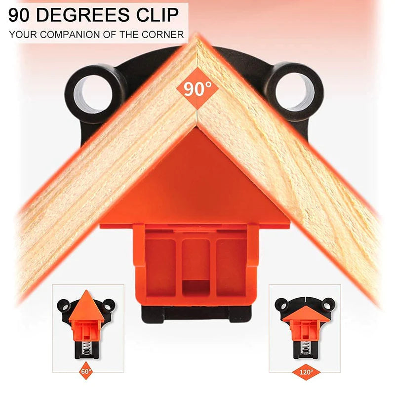 4set 60/90/120 Degree Pro Corner Clamps Set for Woodworking Tools-Non Slip Fixed, Adjustable Single Handle Spring Loaded Right Angle Clip for Frame Welding/Wood Working/Making Cabinet